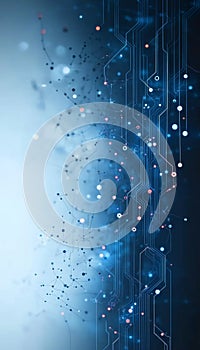 Futuristic Digital Network Backdrop Featuring a Complex Computing System and Abstract Circuit Design