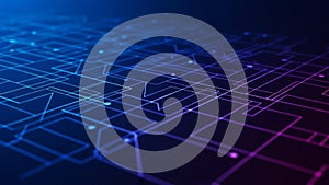 Futuristic Digital Network Background Abstract Technology Circuit Board with Blue Purple Data Flow Lines