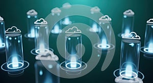 Futuristic digital network cloud computing data centers futuristic technology abstract background