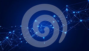 Futuristic Digital Network Connection Points on a Deep Blue Background Representing Technology and Data