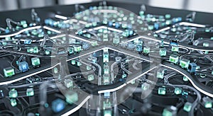Futuristic Digital Network and Data Flow