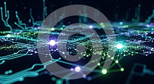 Futuristic Digital Network and Data Flow