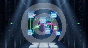 Futuristic digital network data flow and technology concept art