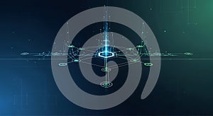 Futuristic Digital Network and Data Flow Visualization