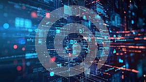 Futuristic Digital Network and Data Grid Visualization