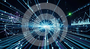 Futuristic digital network data stream and communication technology