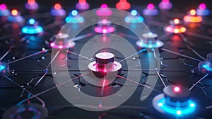 Blockchain Network Nodes: Futuristic Tech Connection, Metaverse Concept