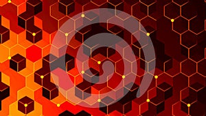 Dynamic abstract-geometric background featuring connected-cubes and hexagonal-grid network.