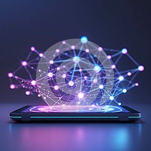 Futuristic Digital Network Emanating from a Smartphone Screen technology connection
