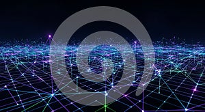 Futuristic Digital Network Grid Background