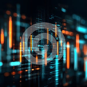 Futuristic Digital Network Visualization with AI and Data Flow