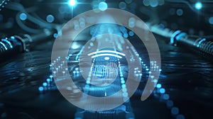 Futuristic Digital Network Visualization, Generative AI