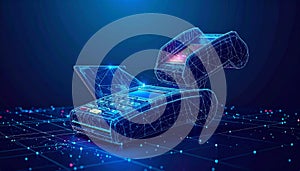 Futuristic Digital Payment Terminal Wireframe