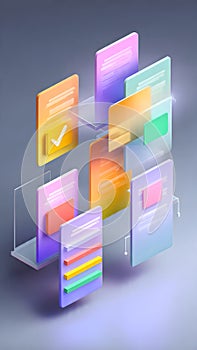 Futuristic Digital Productivity App Interface Concept in 3D Pastel Aesthetic