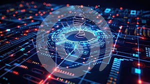 Abstract Digital Brain Technology Background with Data Flow and Artificial Intelligence