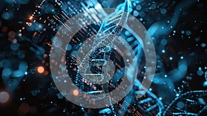 DNA Helix Digital Futuristic Technology Structure with Binary Code Data
