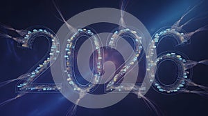 Futuristic Digital Representation of the Year 2026 in a Technology Theme