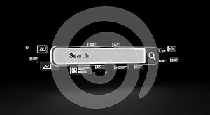 Digital Search Bar with Abstract Network Icons
