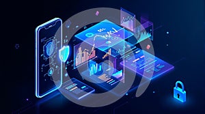 Futuristic Digital Security and Data Analysis Interface