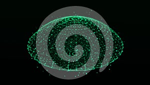 Futuristic digital shape from dots and lines. Network connection structure. Big data visualization. 3D rendering