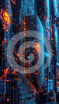 Futuristic Digital Shields Representing Privacy and User Data Protection