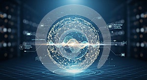 Futuristic Digital Sphere Interface With Data Visualization
