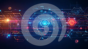 Futuristic Digital System with Vibrant Colors and Patterns