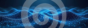 Futuristic digital tech wave illustration. Big data connection. Abstract blue background. Low poly shape dots. Connection lines,