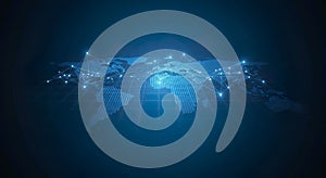 High-Tech Cyber Security Abstract Background with Glowing Data Network