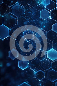 Futuristic digital technology background with blue hexagonal network pattern