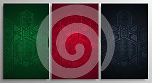 Futuristic Digital Technology Background Set with Binary Code