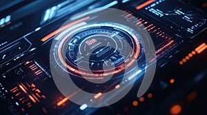 Futuristic digital user interface displaying data with glowing elements