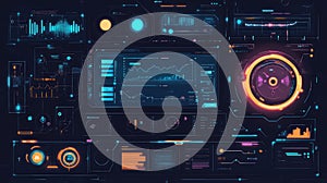 Futuristic digital user interface showing data analytics dashboard