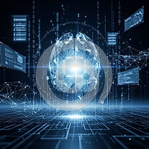 Futuristic digital visualization of an artificial intelligence concept