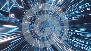 Quantum Data Tunnel Background â Futuristic Digital Code Spiral