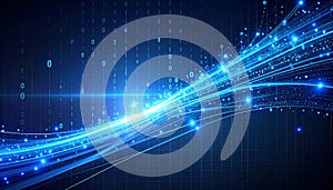 Futuristic digital visualization of a neural network and big data flow