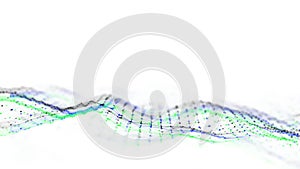 Futuristic digital wave with glitch effect on white background. Distortion of the digital flow. Damaged signal.