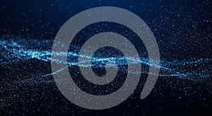 Futuristic digital wave of glowing blue particles