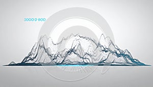Futuristic Digital Wireframe Mountain Landscape