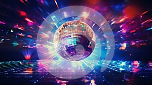 Futuristic Disco Ball Illumination. Generative ai