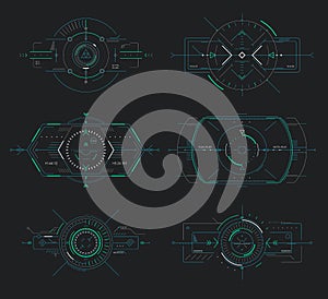 Futuristic display control, navigation panel hud elements photo