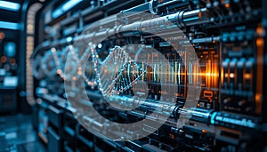 Futuristic Dna Analysis Machine with Digital Display and Complex Technology