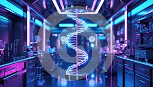 Futuristic DNA Lab - Advanced Biotechnology Research