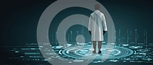 Futuristic Doctor with Holographic Interface