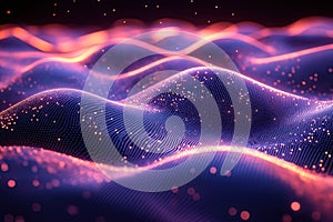 Glowing digital network of connected nodes forming an intricate web of data