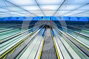 Futuristic downward escalator