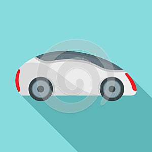 Futuristic driverless car icon, flat style