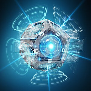 Futuristic drone security camera illustration 3D rendering