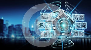 Futuristic drone security camera illustration 3D rendering