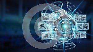 Futuristic drone security camera illustration 3D rendering